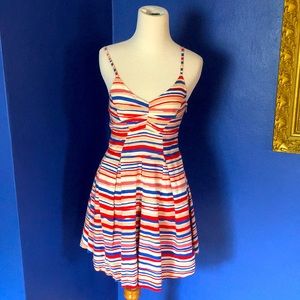 Red white blue striped pinup summer sundress nautical 50s preppy mod rockabilly